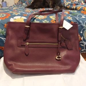 Coach Polished Pebble Leather Taylor Tote with C Dangle Charm
